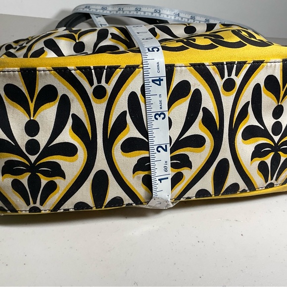 Talbots yellow, white, and black, coated cotton tote purse, like new - Picture 10 of 12